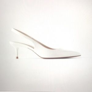 Zara White Sling Back Kitten Heels